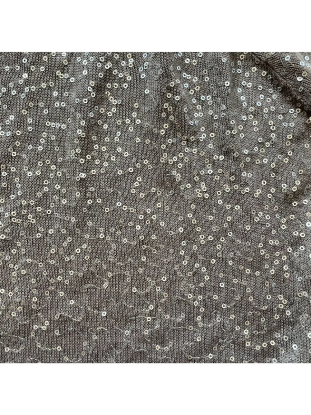 Chan Luu Women's Sequin Knit Sweater Scoop Neck Long Sleeve Taupe Small